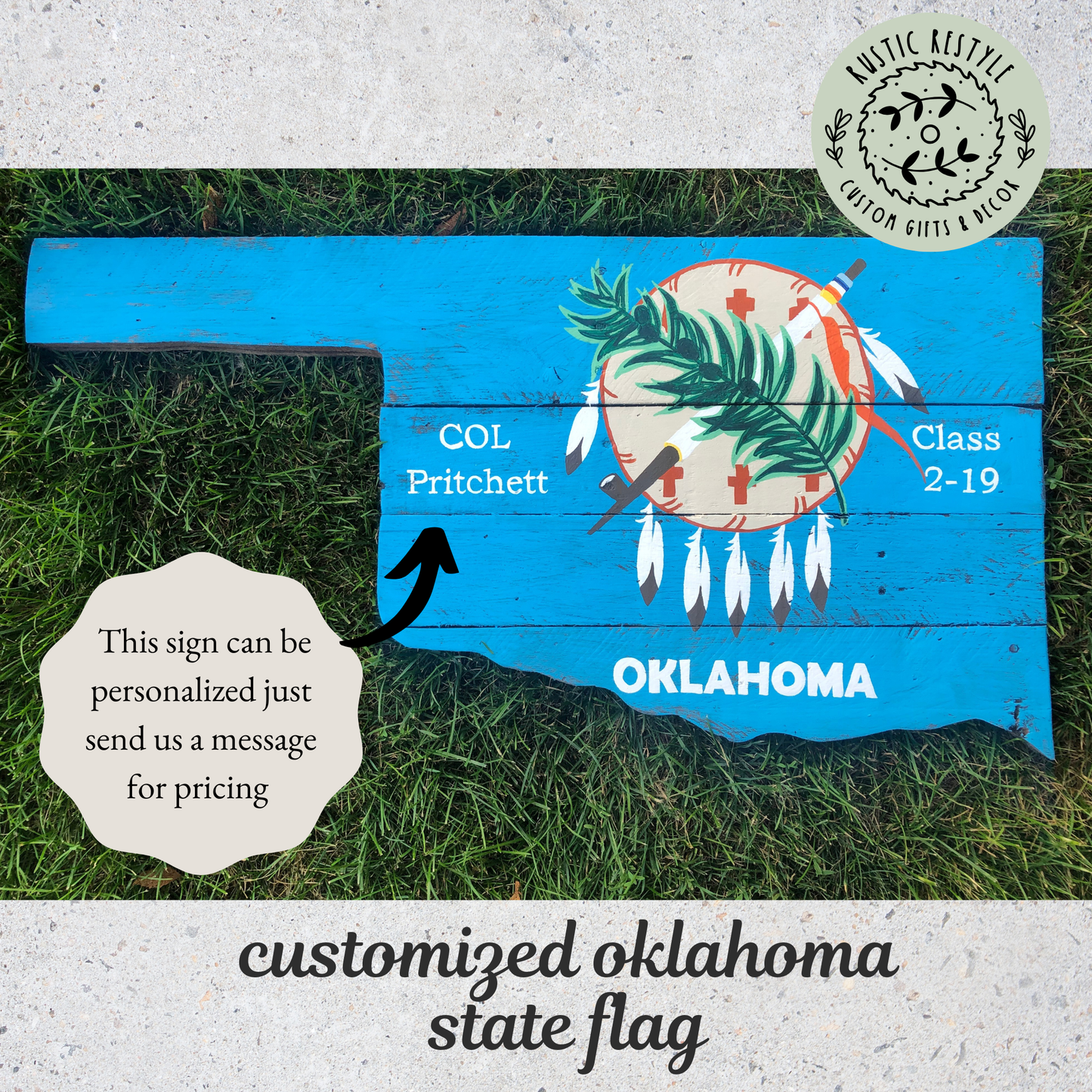 Oklahoma State flag Recycled pallet sign