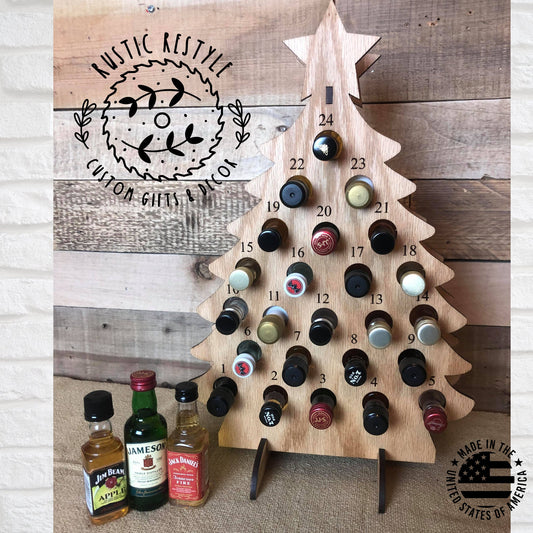 Mini liquor bottle Christmas Tree, Alcohol Advent calendar, adult Christmas gift -Bottles not included, tipsy tree, boozy party gift