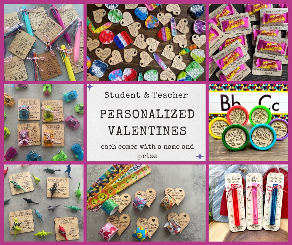 Classroom Pop-its Valentines, Personalized wooden Valentine's Day gift