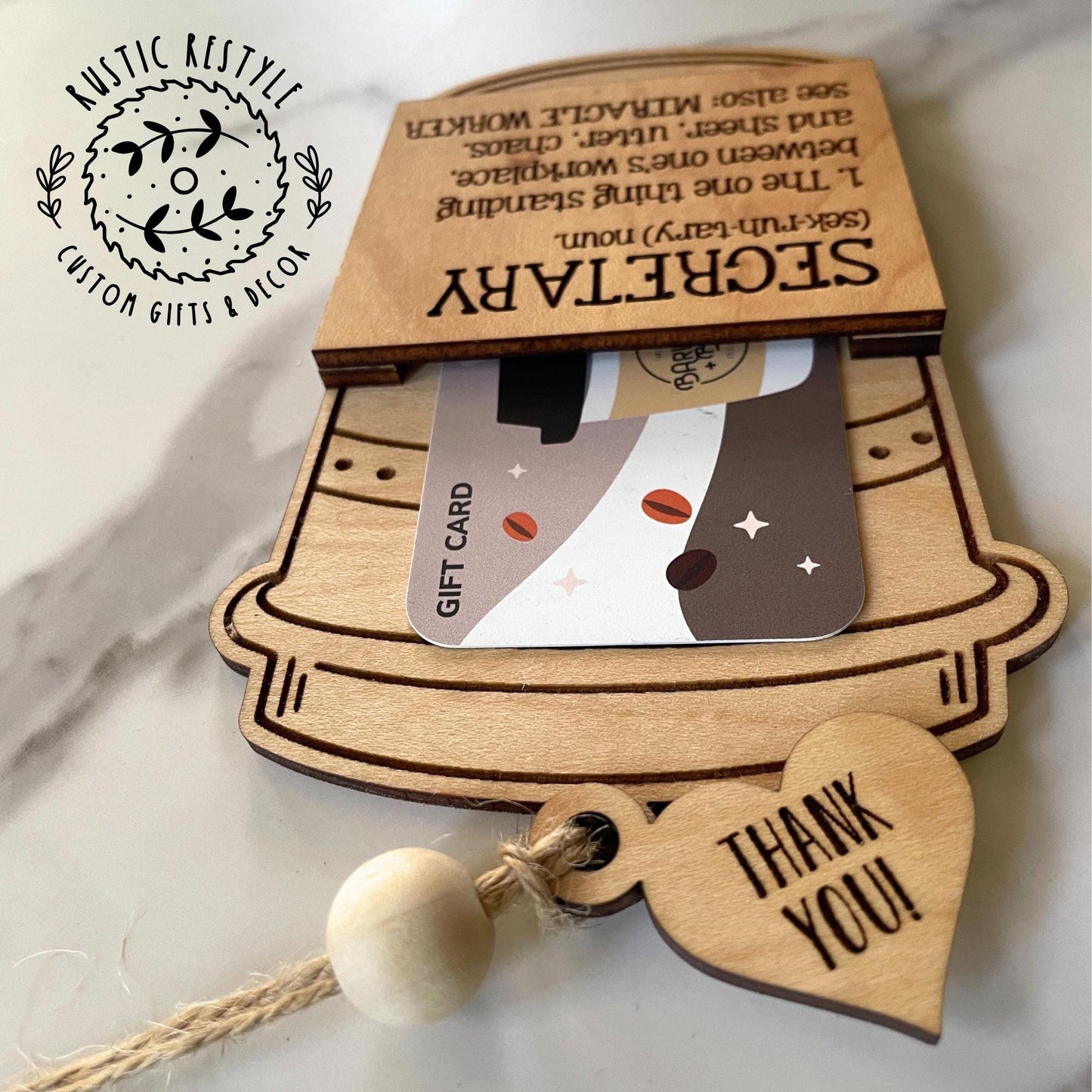 Secretary coffee cup ornament gift card holder Customizable office decoration gift for secretaries