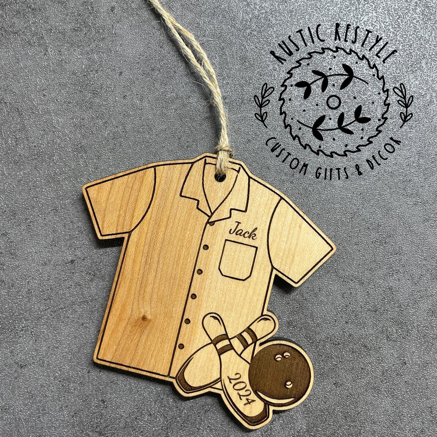 Bowling Christmas Ornament, Personalized bowling shirt with pins Ornamnet