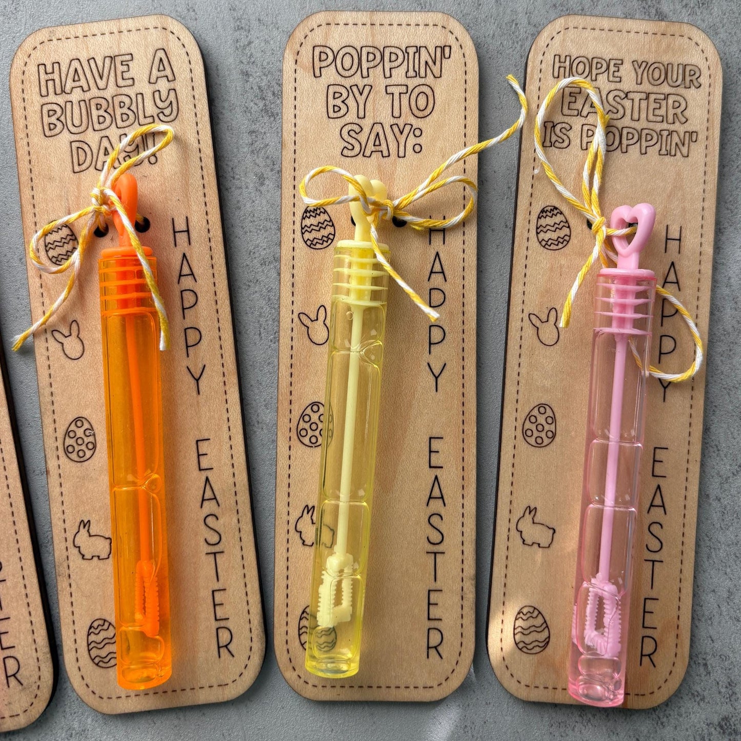 Easter basket stuffers bubbles, wooden Easter tag bubble gift