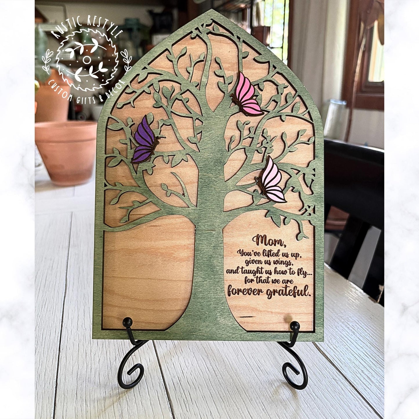 Mother's Day butterfly tree plaque, grandma, mama, mommy, mum, nana