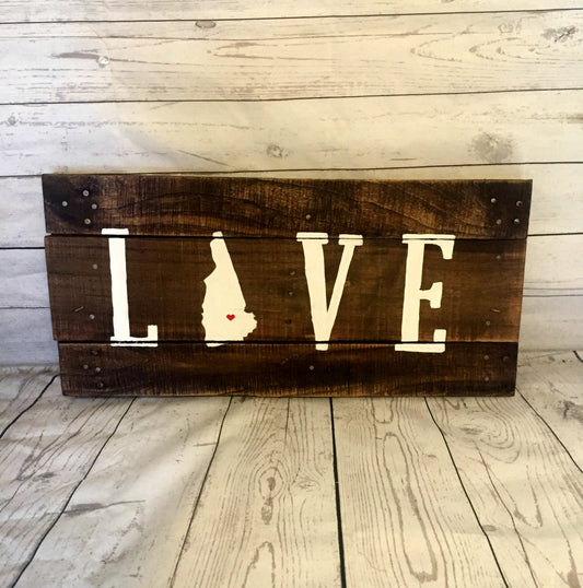 House warming gift, New Hampshire sign, New Hampshire state, Custom wood sign, New Hampshire Decor, Love sign, State sign, gift idea, 005