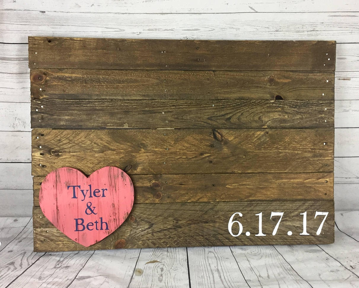 Large 24x36, wooden Heart Guest book Alternative, guestbook sign, custom personalized wedding decor, wall art, rustic wedding, turquoise