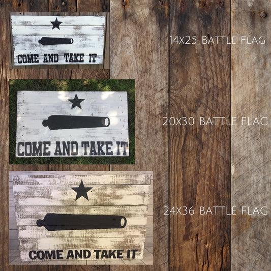 14" X 25" Rustic Texas wood  pallet Flag- Come And Take It, Battle of Gonzales Revolutionary Flag home decor sign