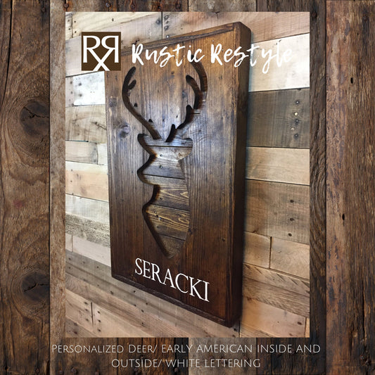 Customized pallet deer sign, faux taxidermy, rustic hunting decor - Rustic Restyle