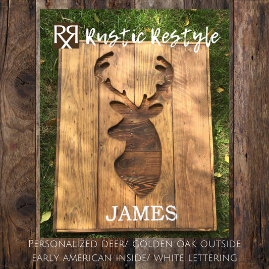 Customized pallet deer sign, faux taxidermy, rustic hunting decor - Rustic Restyle