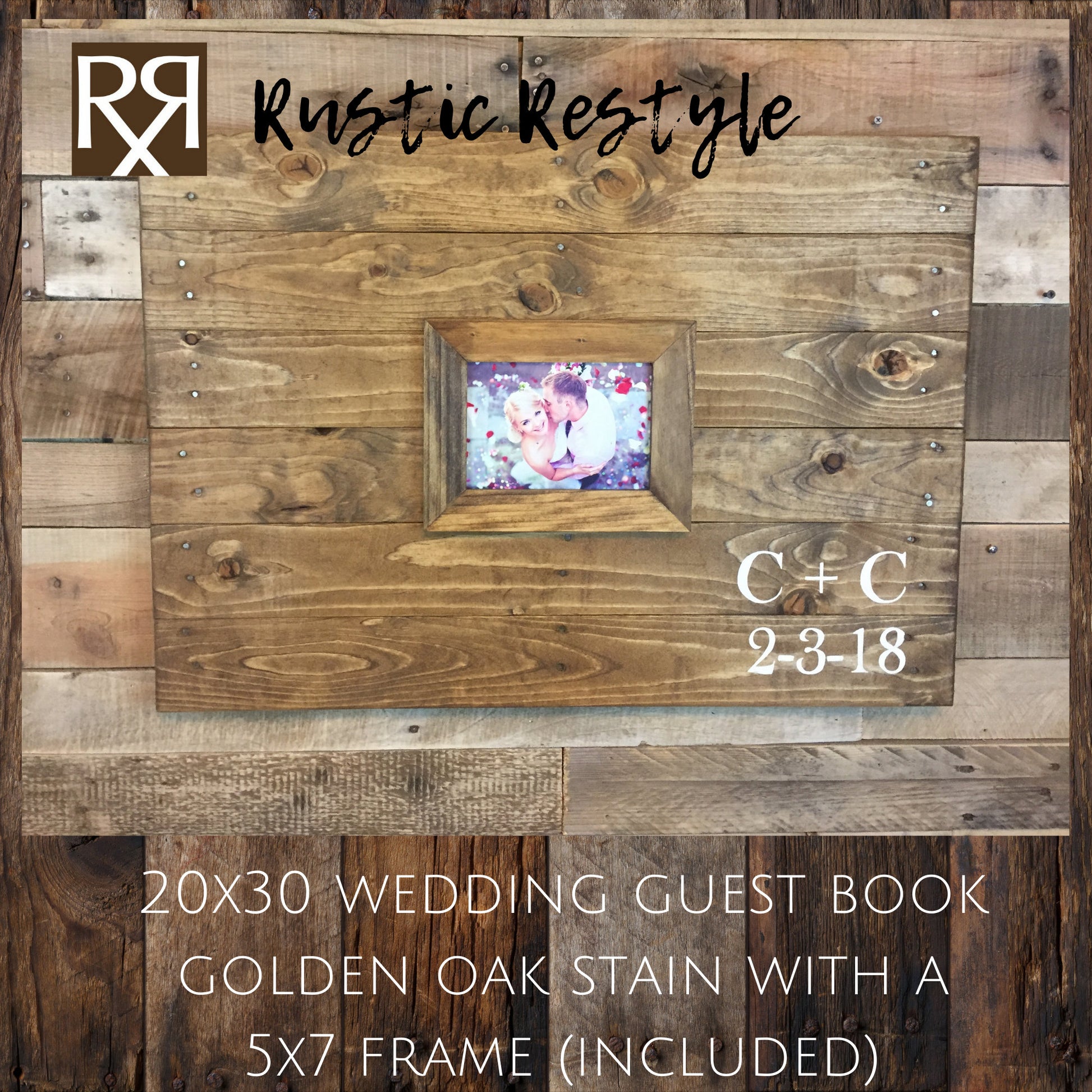 Guest book frame, Photo Guestbook sign, Wedding initials sign, rustic wedding decor, Custom wedding gift, wood sign wedding, pallet wall art - Rustic Restyle