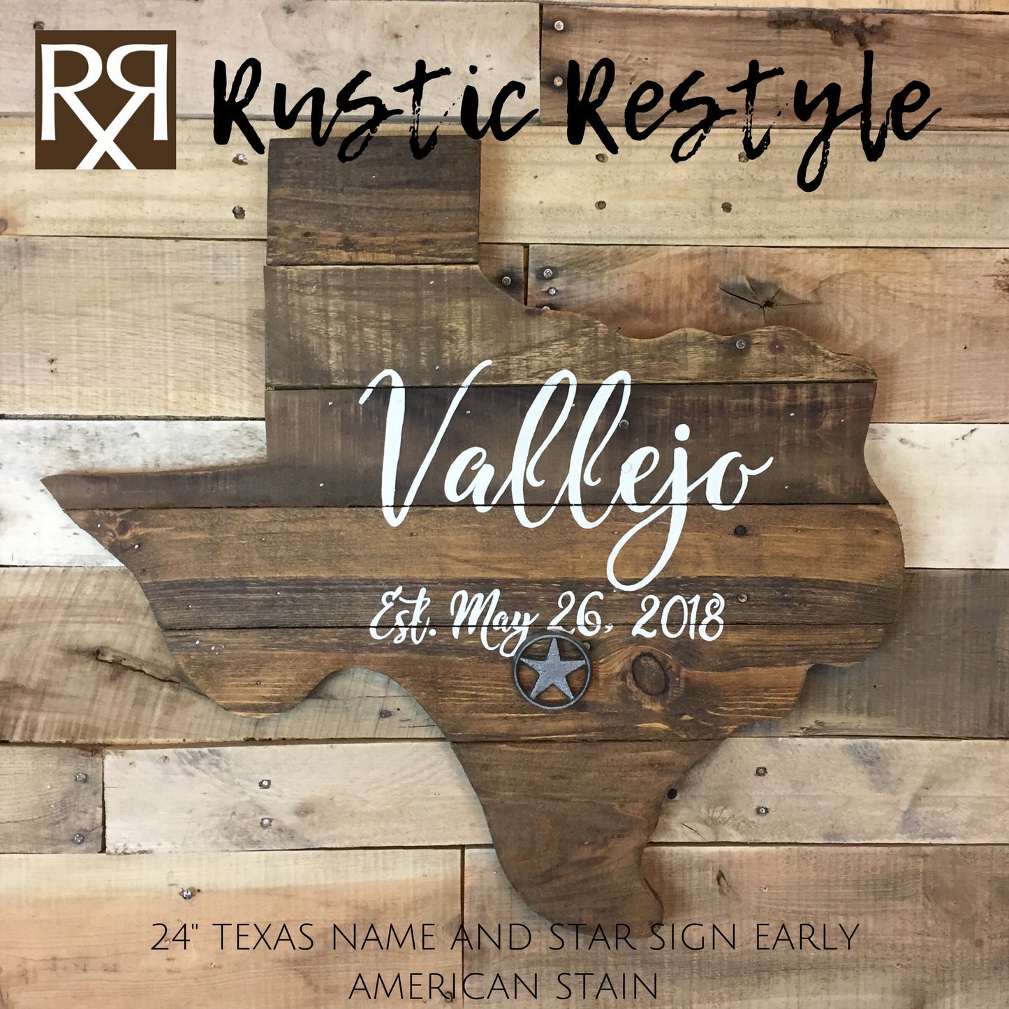 24" Last name wood sign, pallet sign wall art, wood state art, new home wood sign, rustic home decor, wooden Texas sign, pallet signs