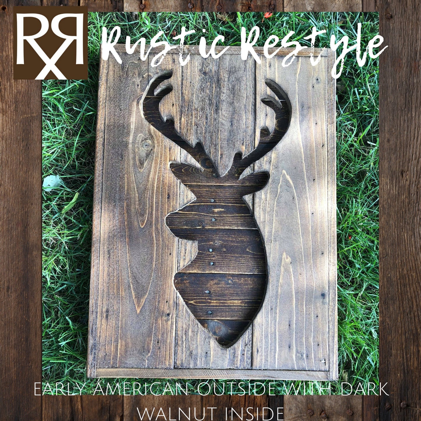 30" Deer head, wood deer cutout, deer silhouette, wall art, rustic hunting decor, cabin sign, woodsy, Wood Pallet Deer, country art,lodge