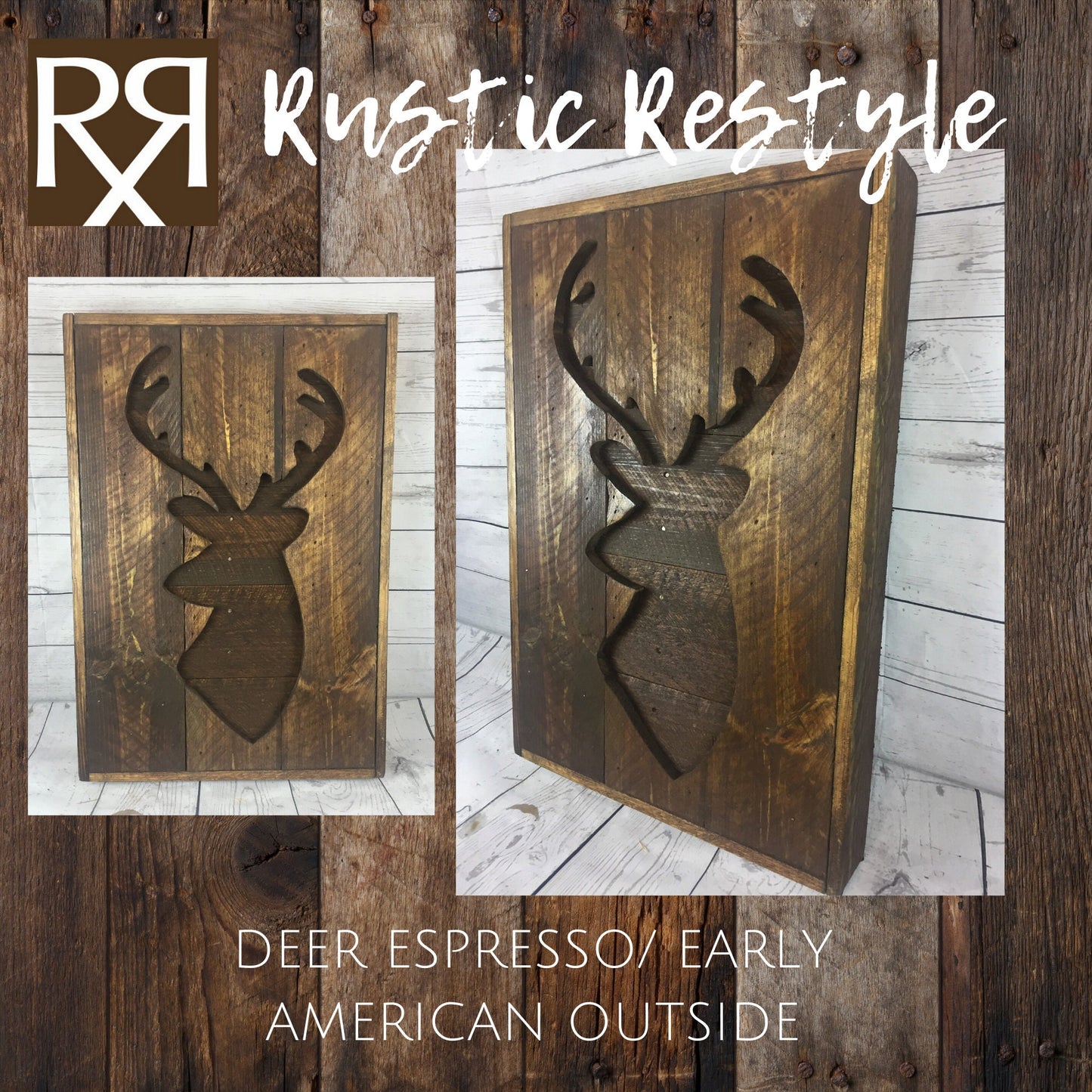 30" Deer head, wood deer cutout, deer silhouette, wall art, rustic hunting decor, cabin sign, woodsy, Wood Pallet Deer, country art,lodge