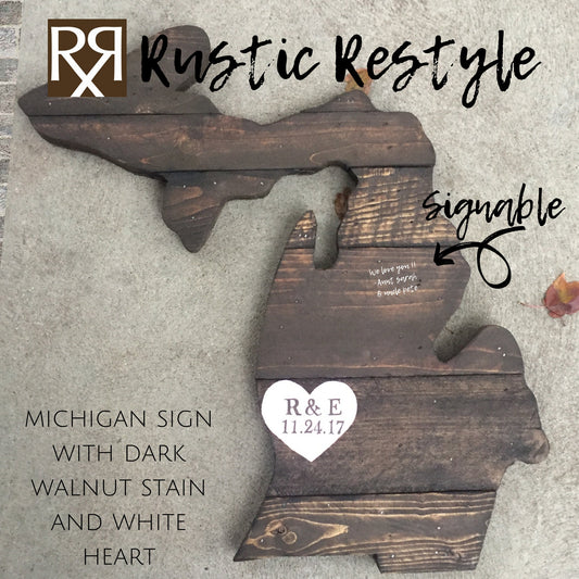 Michigan state Anniversary sign, Wood love Map, Upper peninsula, personalized heart sign, custom wall art, wooden anniversary 5th year gift
