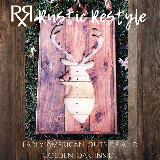 30" Deer head, wood deer cutout, deer silhouette, wall art, rustic hunting decor, cabin sign, woodsy, Wood Pallet Deer, country art,lodge