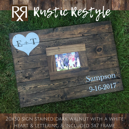 wedding Alternative guest book heart sign, memento engagement photo with initials and or last name