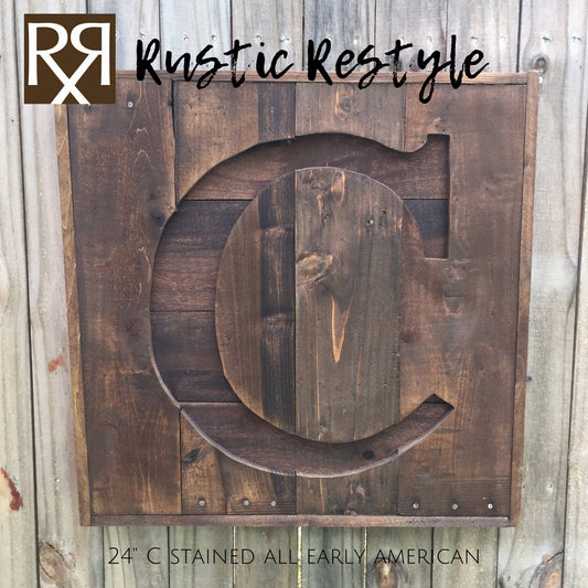 Reclaimed wood initial wall art sign / Last name letter sign / Custom initial gift / Big wooden last name monogram