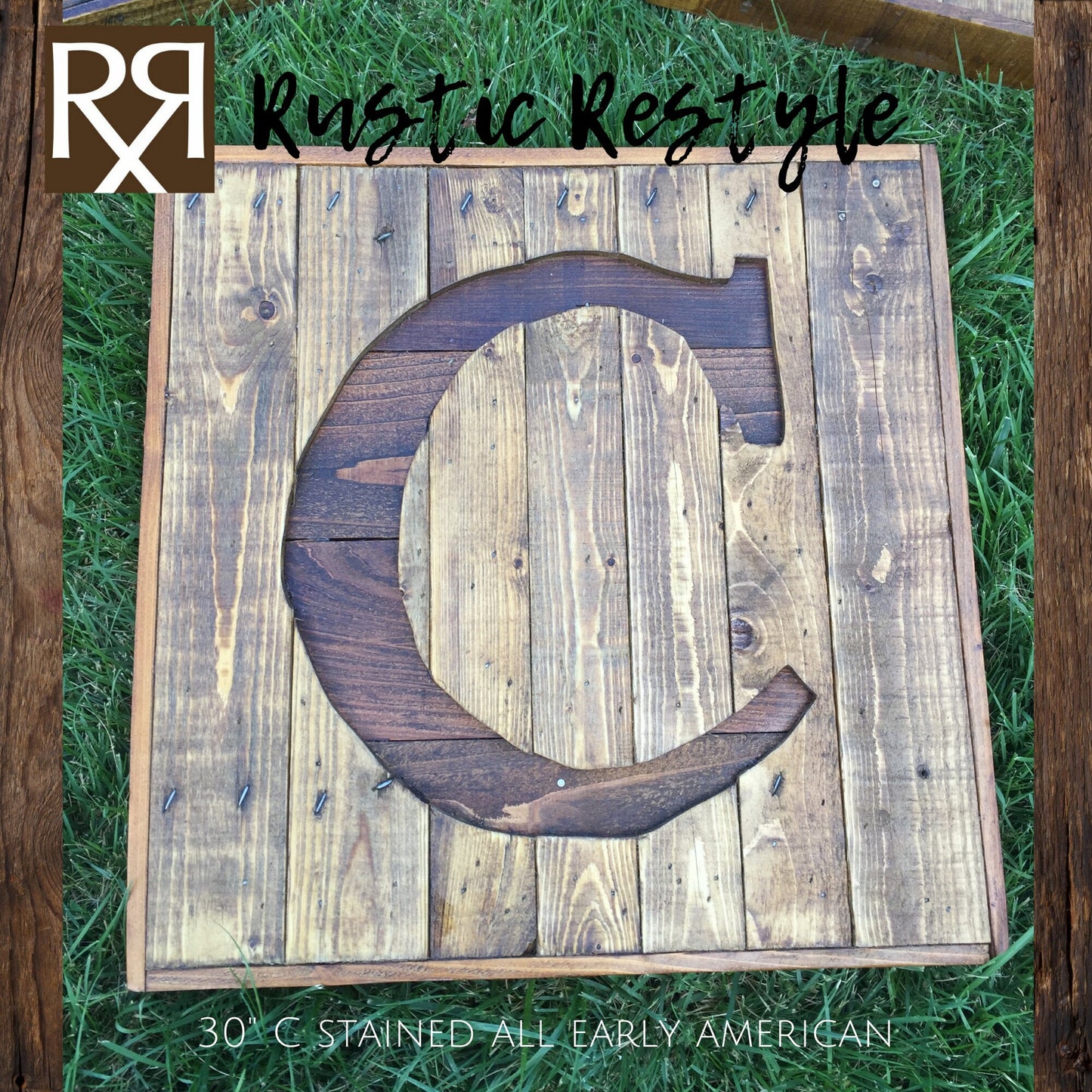 Reclaimed wood initial wall art sign / Last name letter sign / Custom initial gift / Big wooden last name monogram