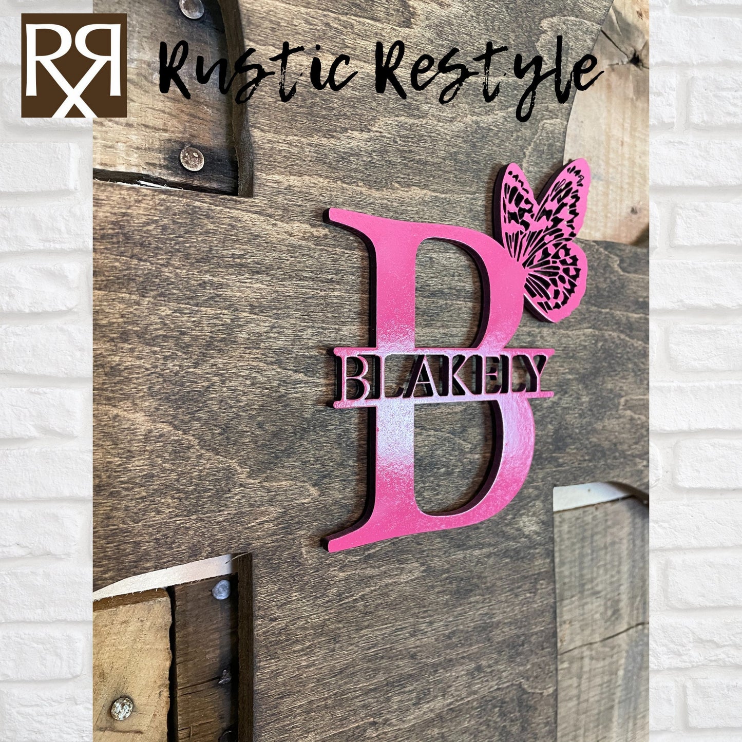 Personalized wooden cross, Baptism and confirmation sign-able crosses, Pink butterfly monogram confirmation keepsake gift