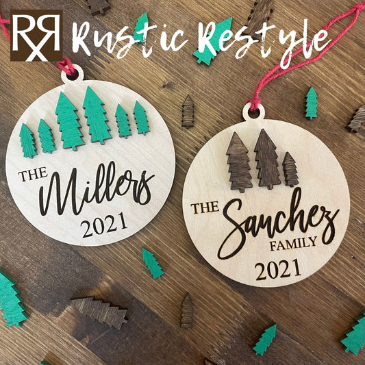 Family Tree ornament, Personalized Engraved Ornament, Housewarming gift, Laser Engraved, Christmas