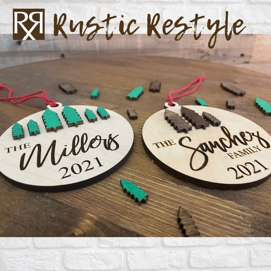 Family Tree ornament, Personalized Engraved Ornament, Housewarming gift, Laser Engraved, Christmas