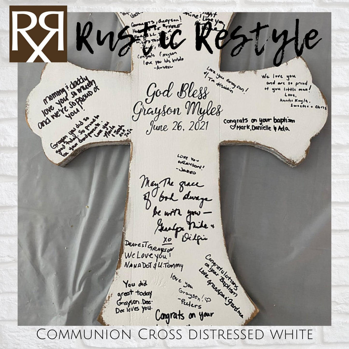 Wood cross Baptism guestbook sign, first communion, confirmation, catholic cross, gift for god child, young adult present, baby shower