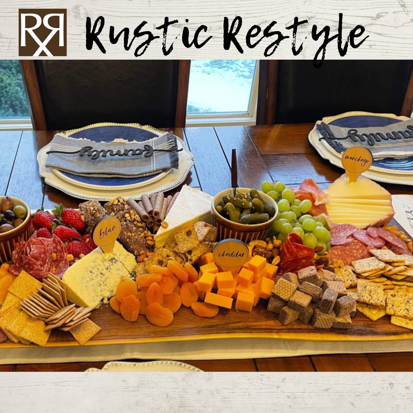 22 Cheese Marker set for Charcuterie boards, wooden engraved cheese board picks,