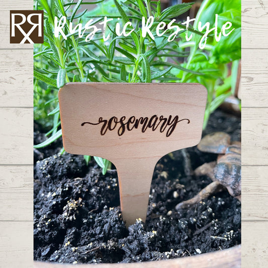 Set of 12 plant herb garden markers, wood plant tags