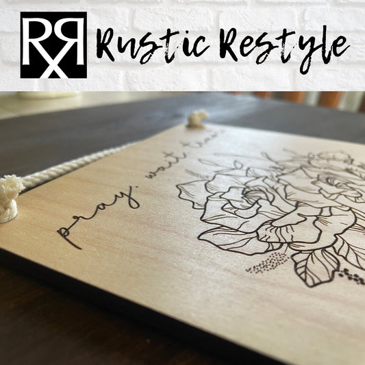 Pray. Wait. Trust. pennant shaped sign