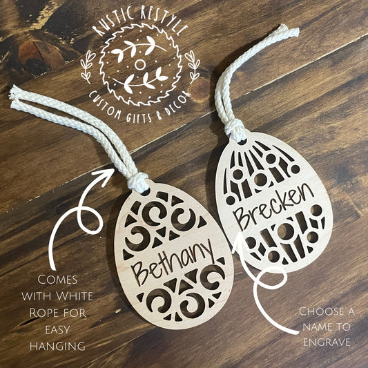 Custom wooden Easter Basket Bunny with glasses personalized name Tags