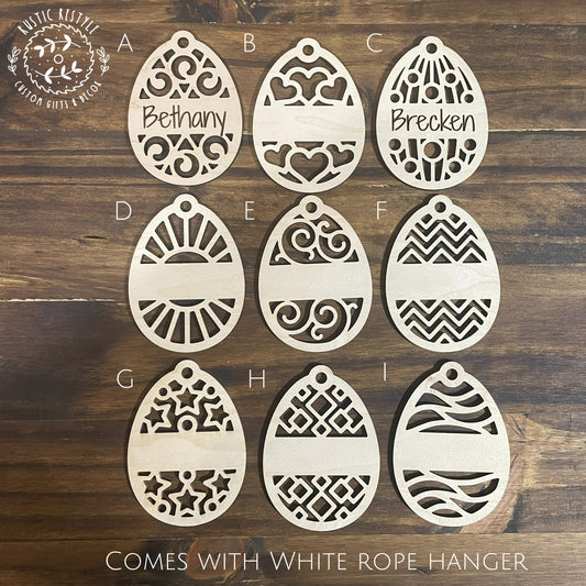 Custom wooden Easter Basket Bunny with glasses personalized name Tags