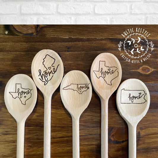 Wooden Spoons, Home state heart Spoon Gift