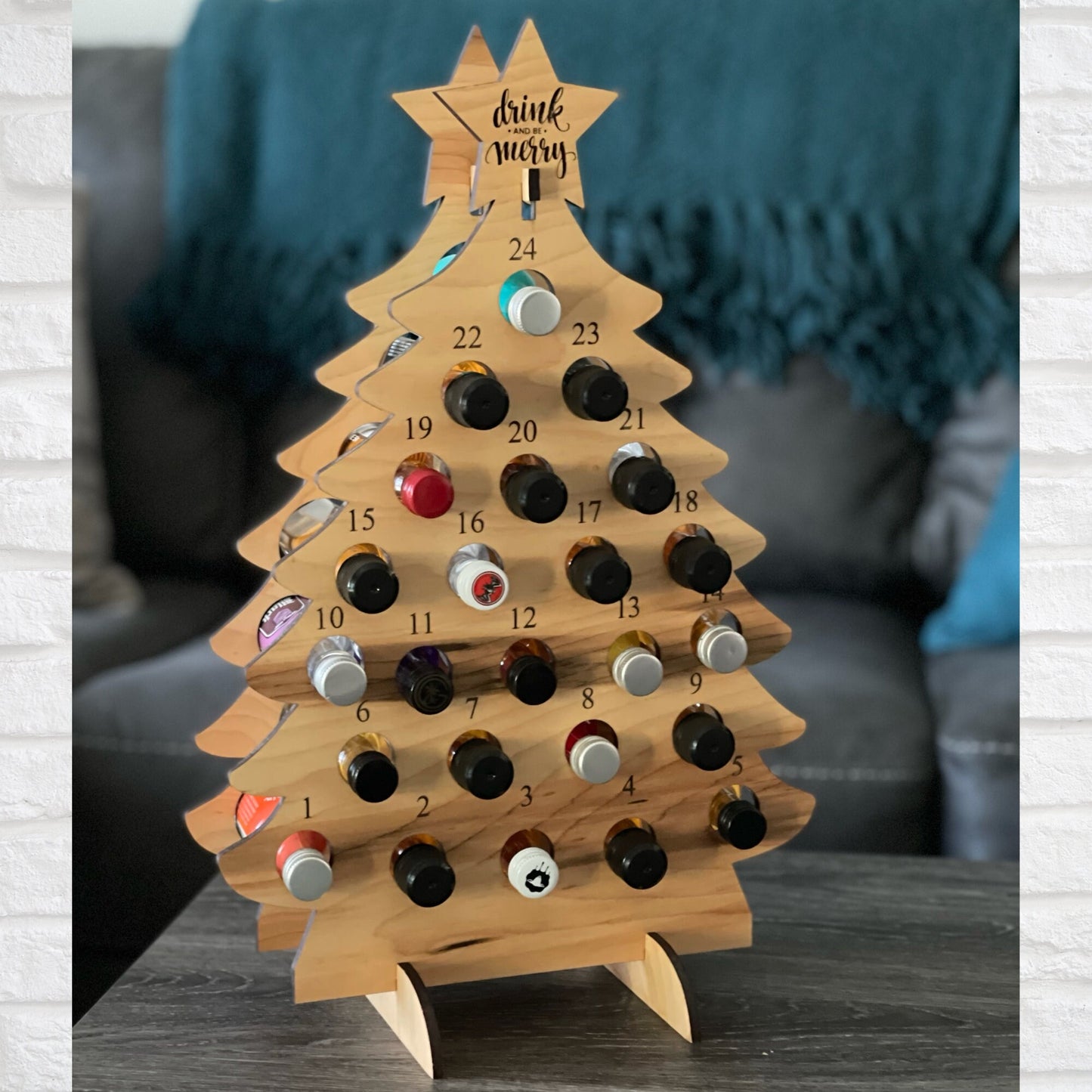 Mini liquor bottle Christmas Tree, Alcohol Advent calendar, adult Christmas gift -Bottles not included, tipsy tree, boozy party gift