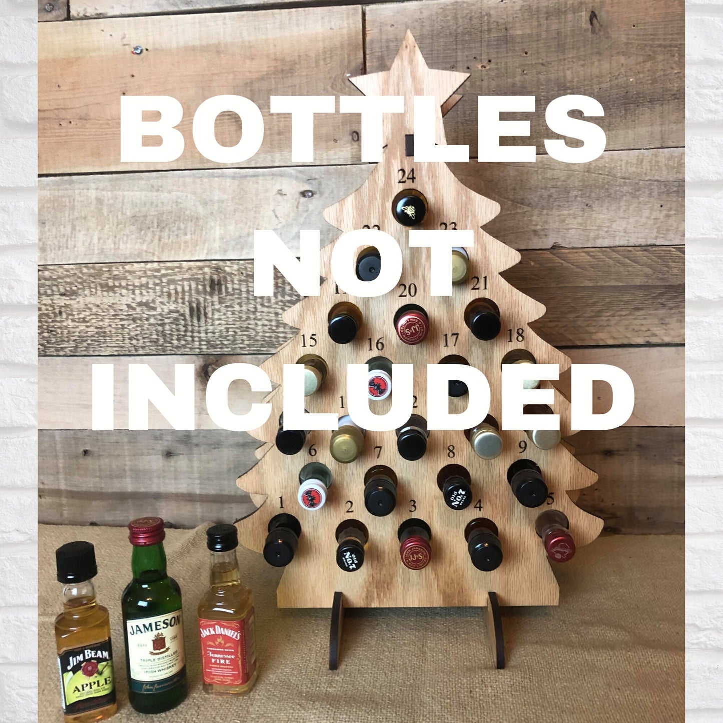 Mini liquor bottle Christmas Tree, Alcohol Advent calendar, adult Christmas gift -Bottles not included, tipsy tree, boozy party gift