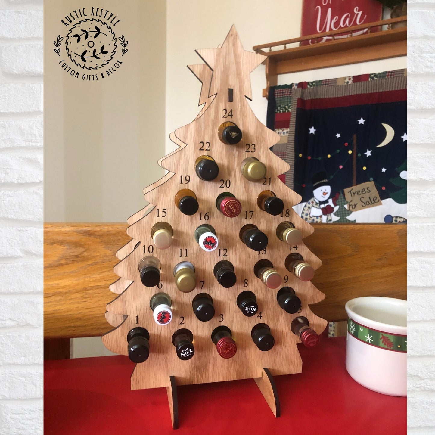 Mini liquor bottle Christmas Tree, Alcohol Advent calendar, adult Christmas gift -Bottles not included, tipsy tree, boozy party gift