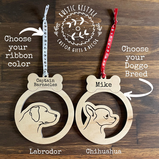 Dog Breed ornament gift, Personalized Engraved Ornament, Dog lover, veterinarian Christmas