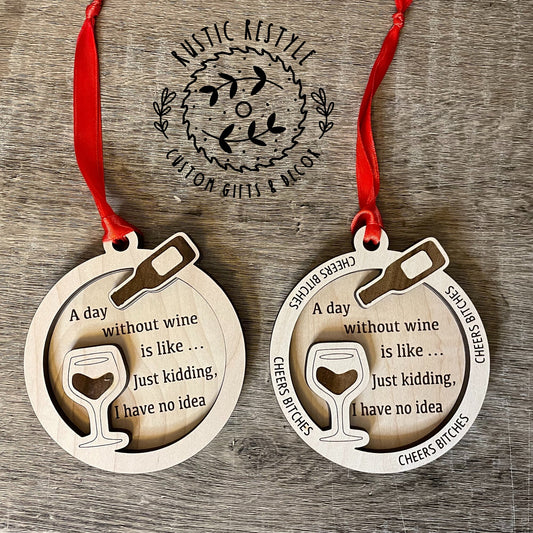 Wine Ornament, girls wine trip vacation,