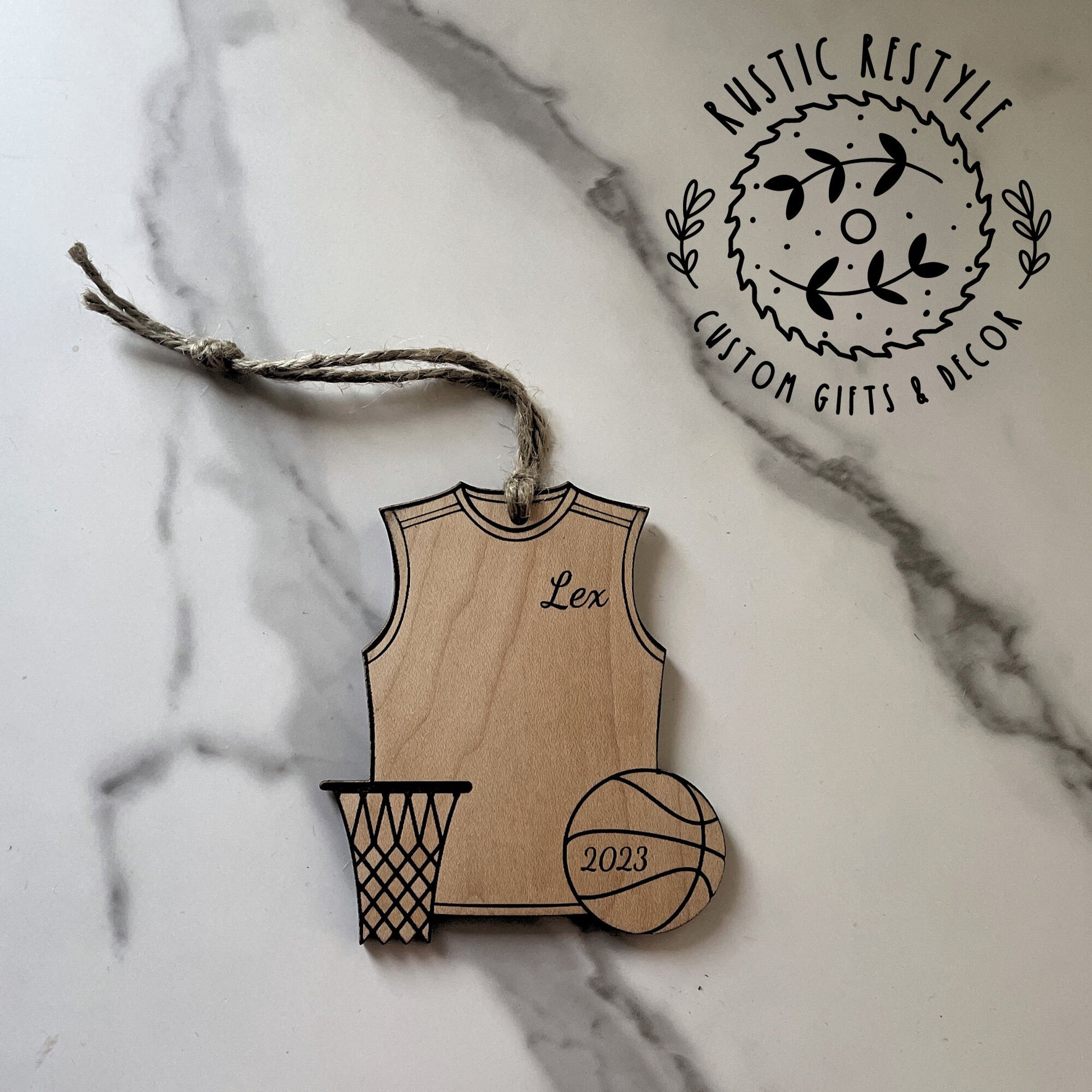 Basketball Christmas Ornament, Personalized Basketball and net ornament
