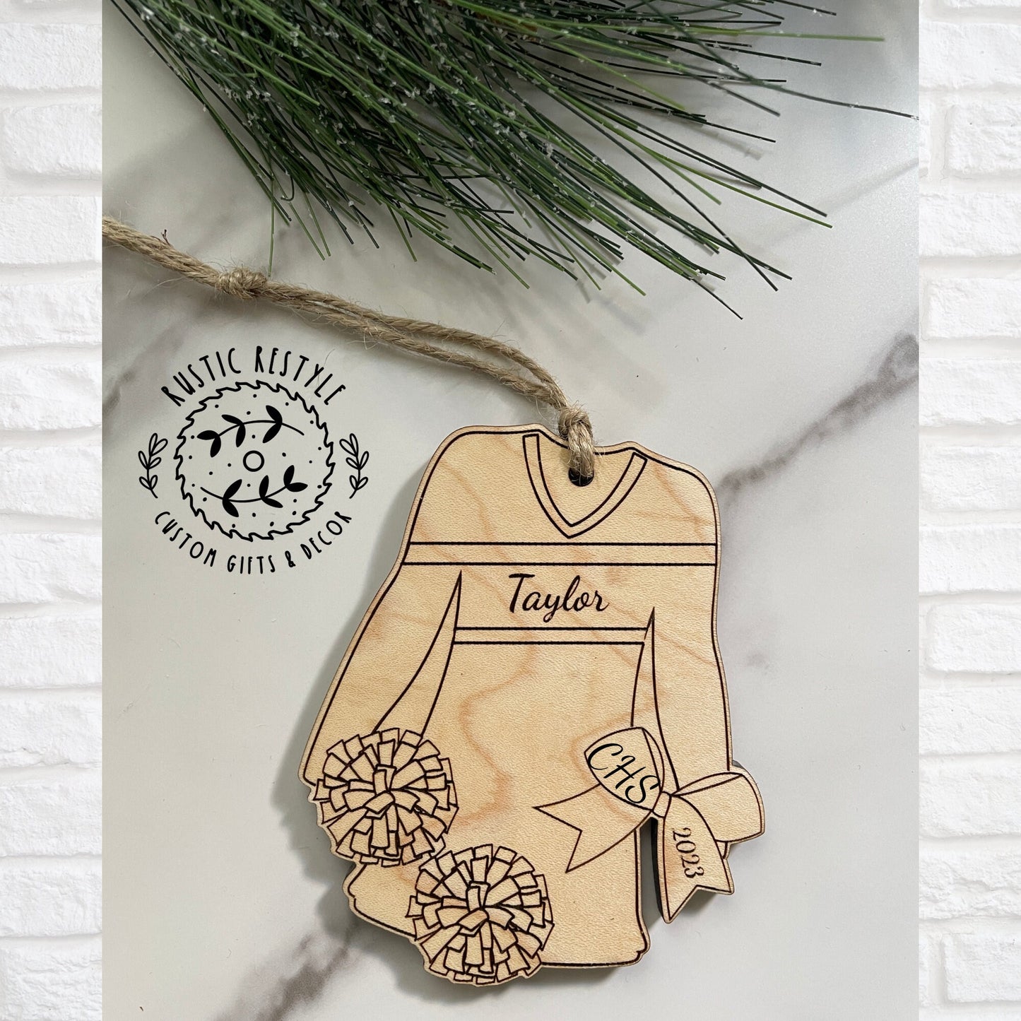 Cheerleader and Dance personalized Ornament, flag and cheer squad Ornament