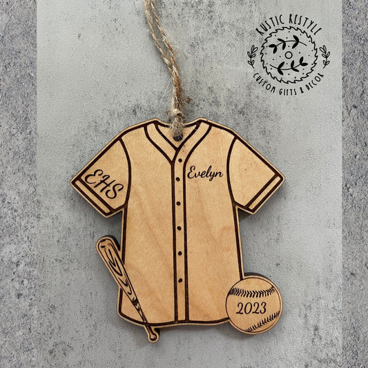 Baseball/ Softball Ornament, Personalized wood baseball/softball Christmas ornament