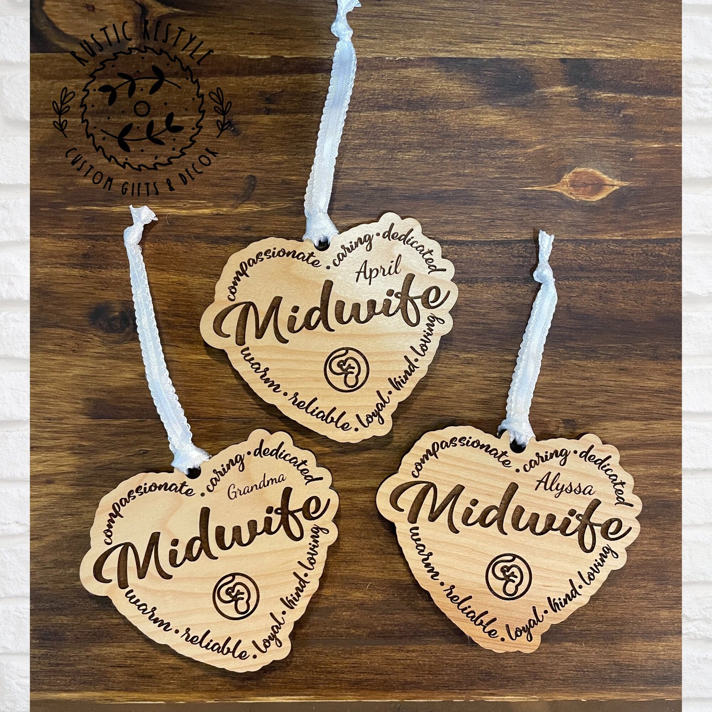 Midwife ornament, Personalized Midwife Christmas tree ornament