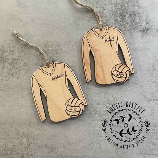 Volleyball Ornament, Personalized wood volleyball ornament