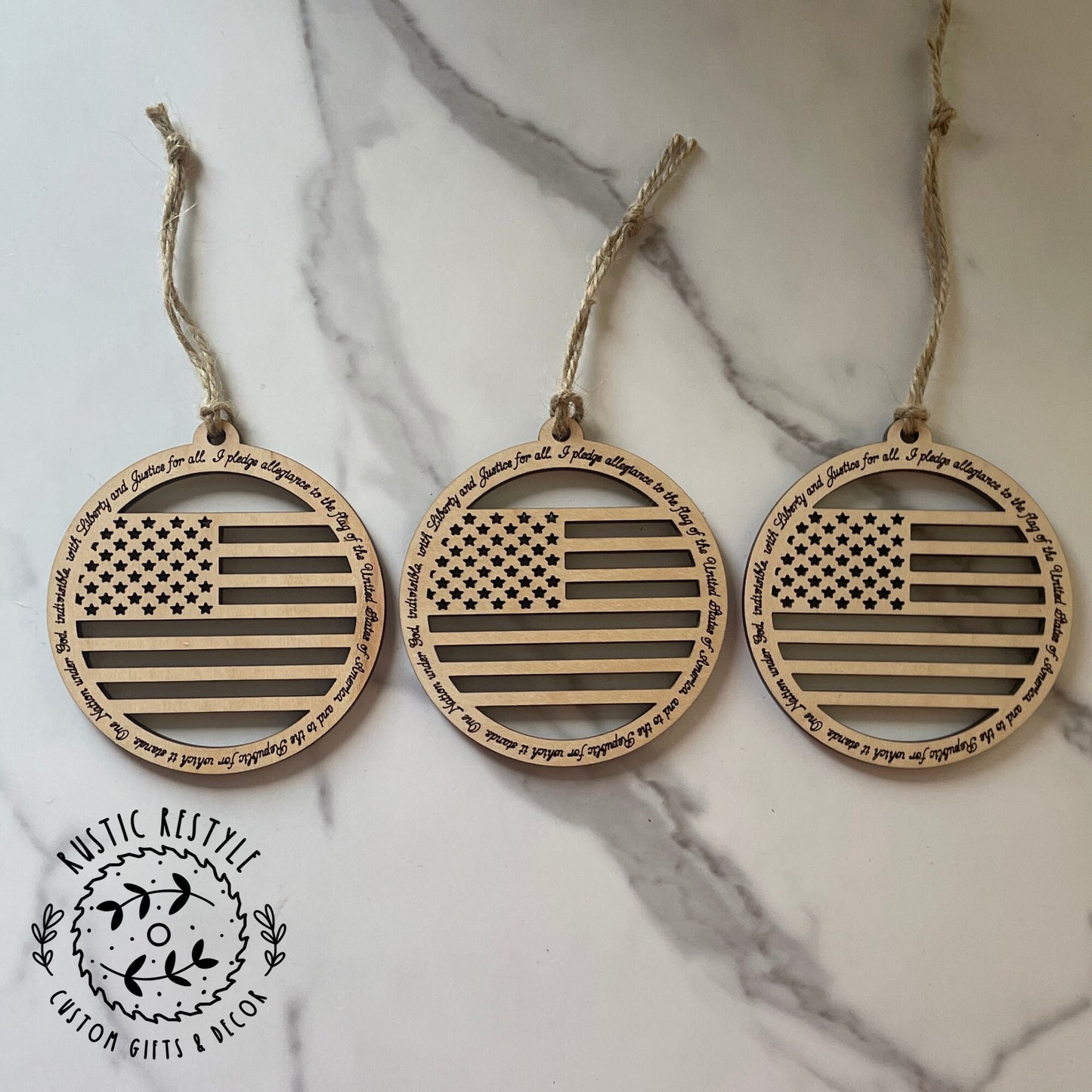 American Flag, Pledge of Allegiance Ornament. Beautiful Pledge of Allegiance Flag Christmas Ornament