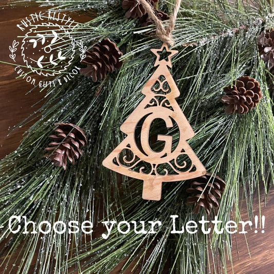 Initial Letter Christmas tree ornament, Monogram ornaments or stocking tags