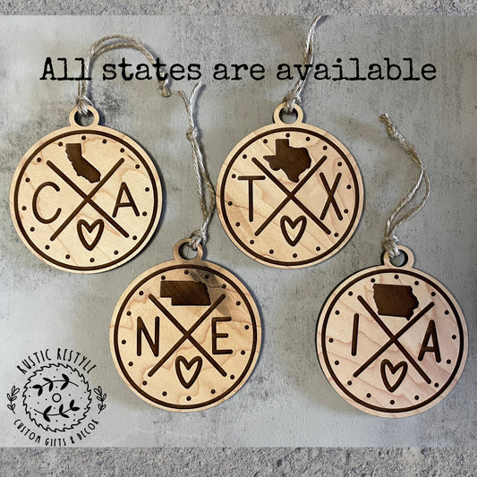 state wooden ornament, Pick your state
