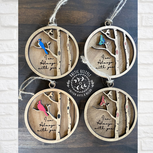Cardinal, Bluejay, or Butterfly Remembrance Ornament. Memorial Tree Ornaments
