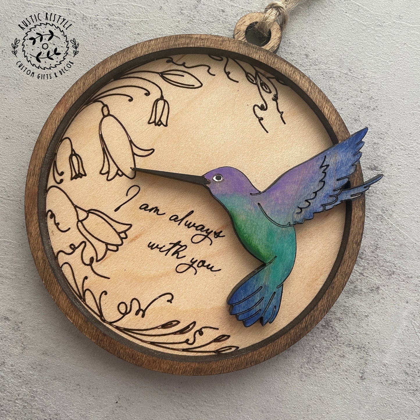 Memorial Hummingbird Remembrance ornament, 4 inch handpainted hummingbird Ornament can be personalized with an engraved name on the back