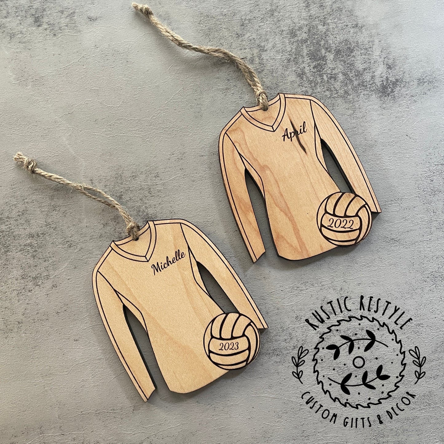 Volleyball Ornament, Personalized wood volleyball ornament