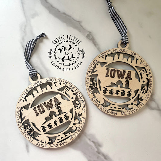 Iowa landmark Ornament, grotto of the redemption Ornament, pikes peak park, hawkeye state