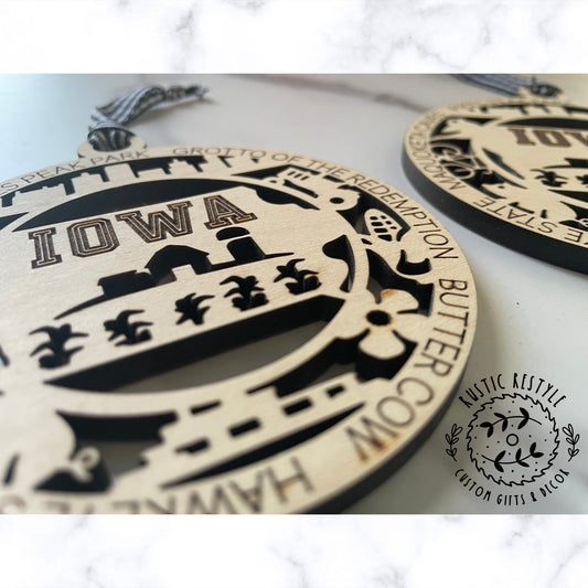 Iowa landmark Ornament, grotto of the redemption Ornament, pikes peak park, hawkeye state