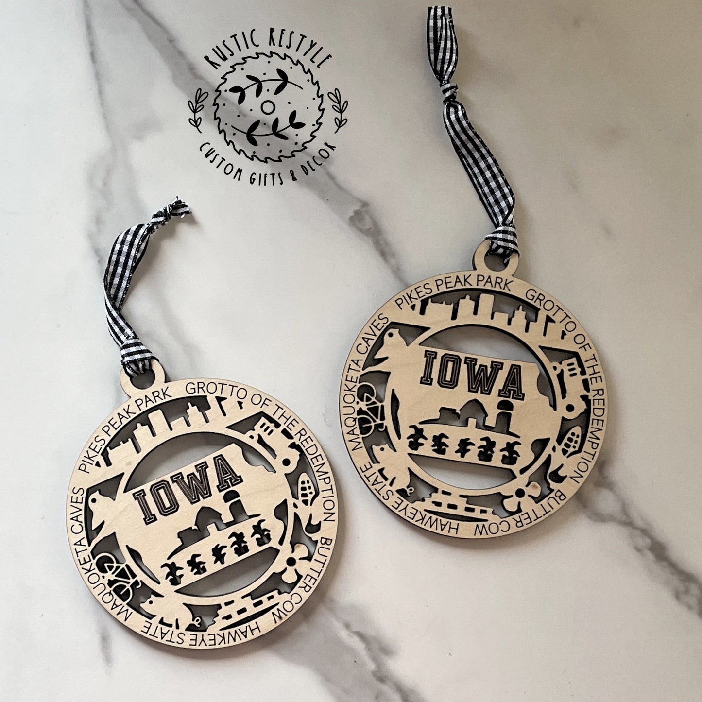 Iowa landmark Ornament, grotto of the redemption Ornament, pikes peak park, hawkeye state